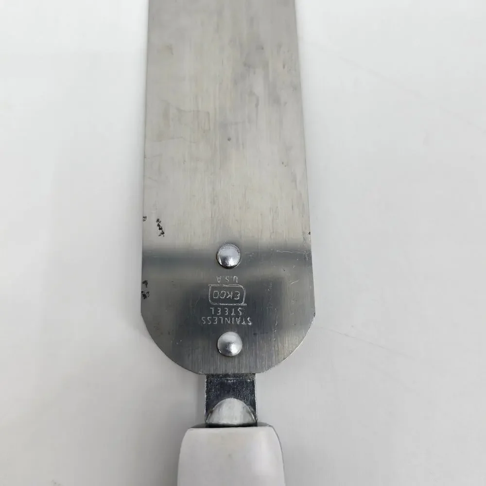 Vintage EKCO Flint Offset Icing Spatula Dutch Blue Tulip Handle Stainless USA